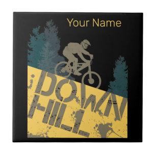 Downhill Biker For Dirt And Bicycle Vintage MTB Ceramic Tile