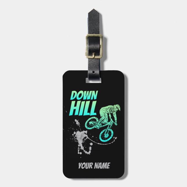 Downhill Biker for Dirt and Bicycle vintage Nerds Luggage Tag (Front Vertical)