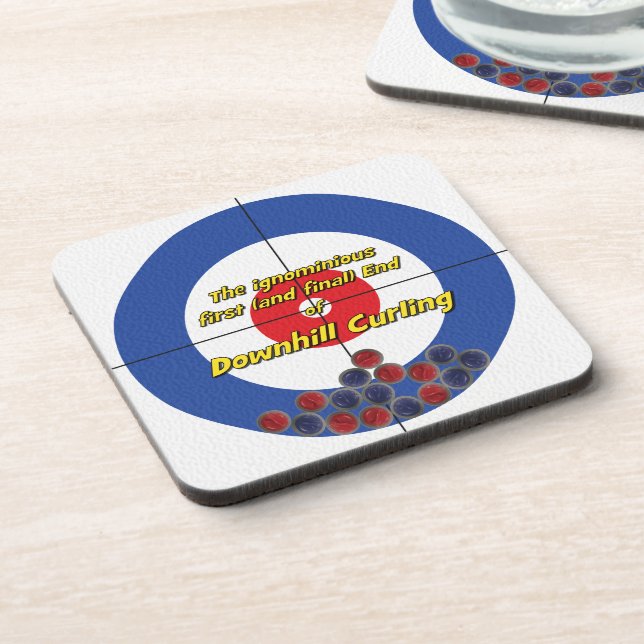 Downhill Curling Fail Coasters - (Blue) (Left Side)