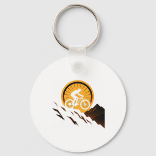 Downhill Cycling Design Sunset Ride Trail Explorer Key Ring