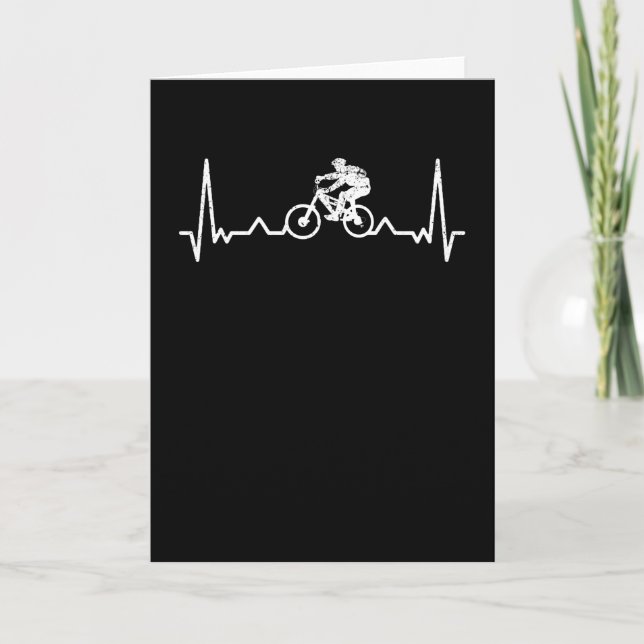 Downhill Heartbeat Mountain Biker Funny Gift Card (Front)