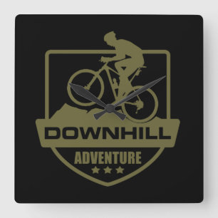 Downhill mountain biking square wall clock