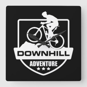 Downhill mountain biking square wall clock