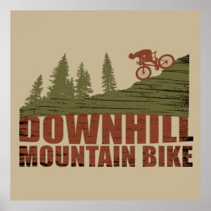 Downhill mountain biking vintage poster