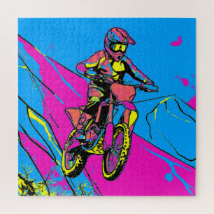 Downhill Mountain Run - Motocross Rider Jigsaw Puzzle
