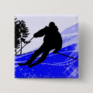 Downhill on the Ski Slope 15 Cm Square Badge