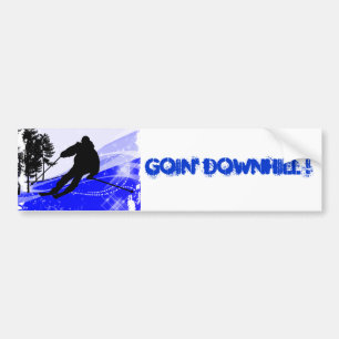 Downhill on the Ski Slope Bumper Sticker