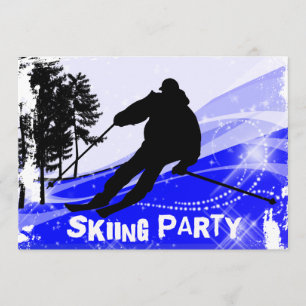 Downhill on the Ski Slopes Skiing Party Invitation