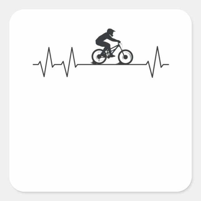 Downhill Pulse Biker Heartbeat Mountain Biking MTB Square Sticker (Front)