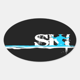 downhill ski oval sticker