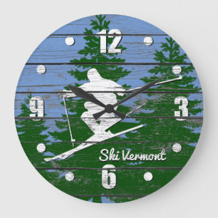 Downhill Ski Personalise Large Clock