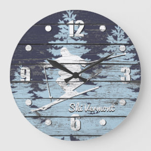 Downhill Ski Personalise Large Clock