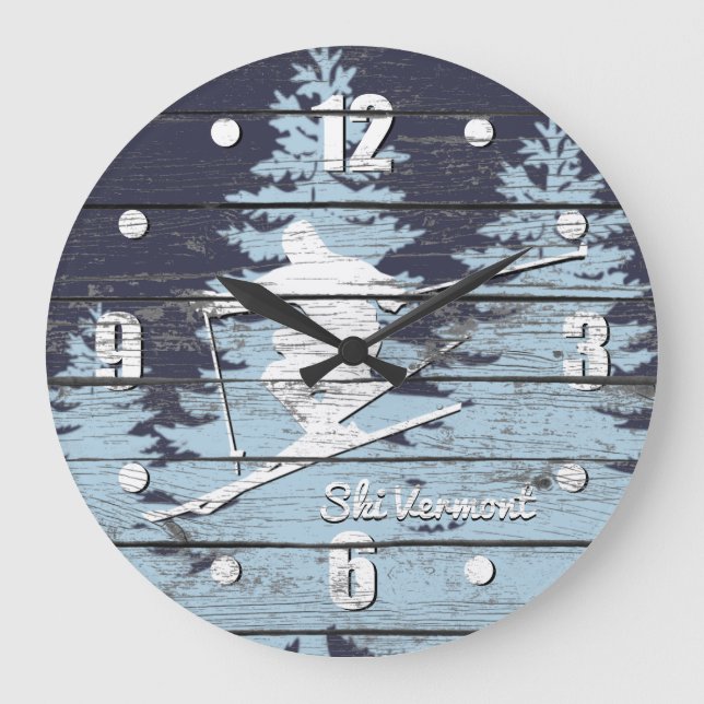 Downhill Ski Personalise Large Clock (Front)
