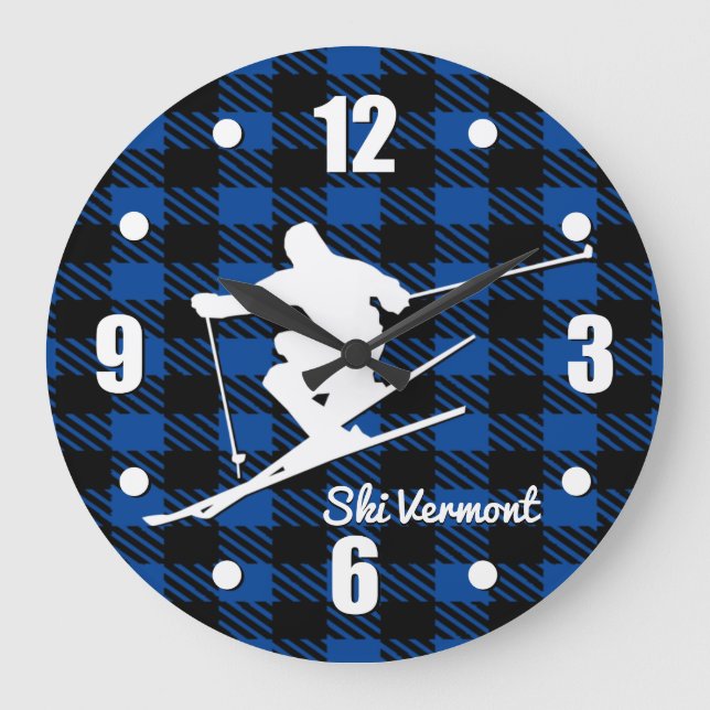 Downhill Ski Personalise Large Clock (Front)