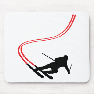 downhill ski skiing red track mouse pad