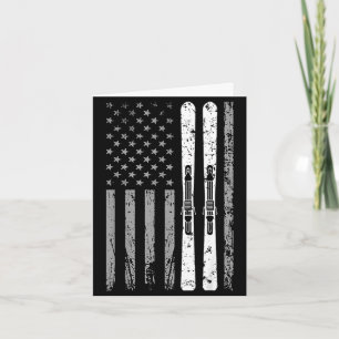 Downhill ski team 4th of july usa american flag card