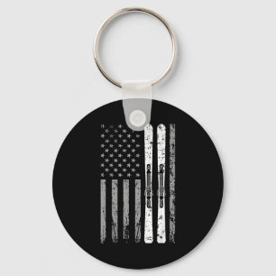 Downhill ski team 4th of july usa american flag key ring