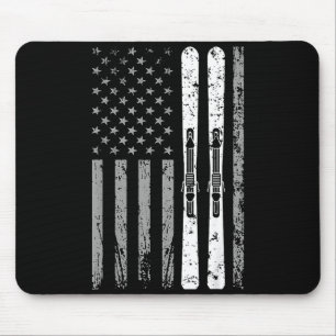 Downhill ski team 4th of july usa american flag mouse pad
