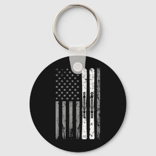 Downhill Ski Team 4th Of July Usa American Flag Sk Key Ring
