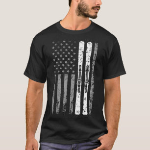 Downhill Ski Team 4th Of July Usa American Flag Sk T-Shirt