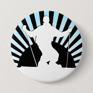 downhill skier 7.5 cm round badge
