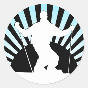 downhill skier classic round sticker