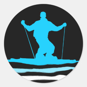 downhill skier classic round sticker