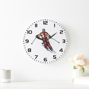 Downhill Skier Large Clock