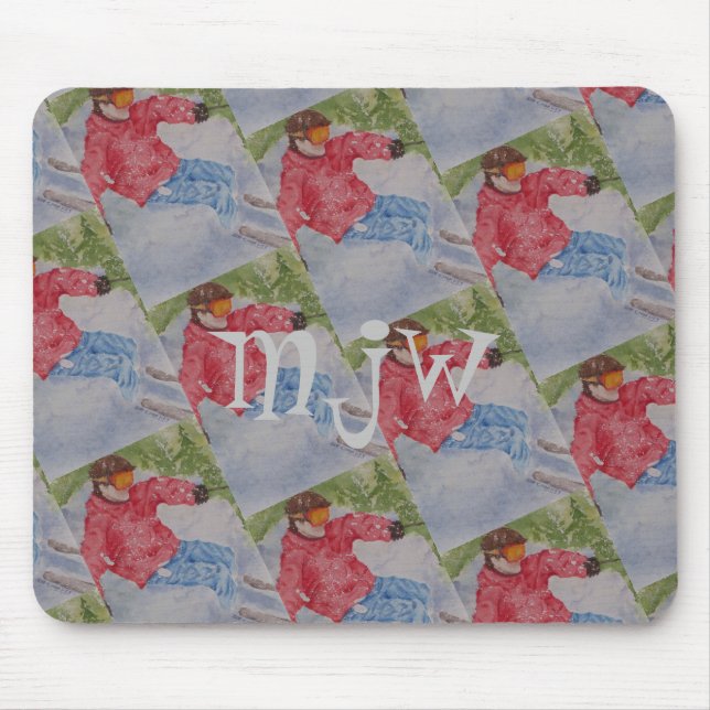 DOWNHILL SKIER MONOGRAM MOUSE PAD (Front)