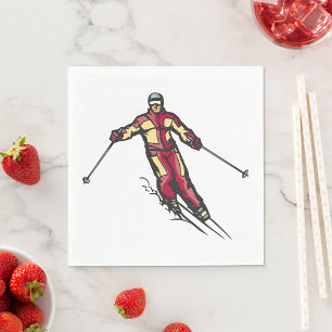Downhill Skier Napkin