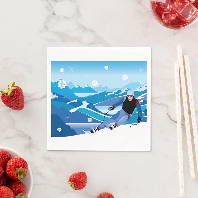Downhill Skier Paper Napkins (Creator Uploaded)