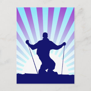 downhill skier postcard