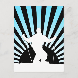 downhill skier postcard