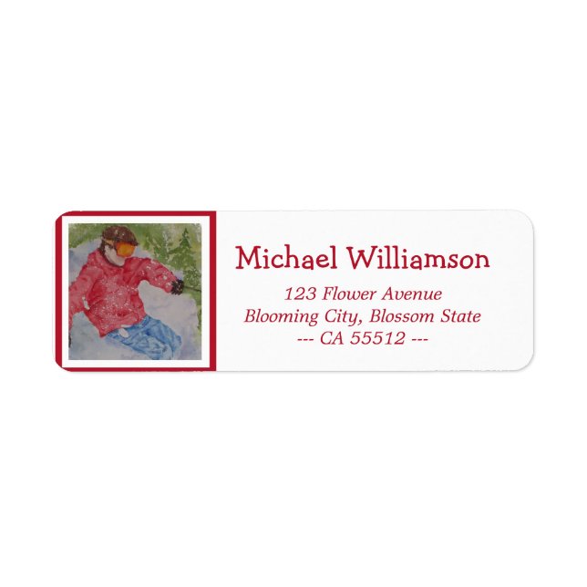 Downhill Skier Return Address Label (Front)