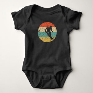 Downhill Skier Skiing Silhouette Retro Winter Spor Baby Bodysuit