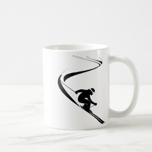 Downhill skier skiing snow mountain sports ski coffee mug