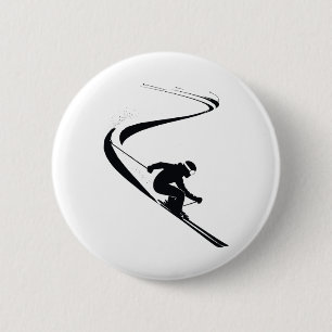 Downhill Skier Skiing Snow Mountain Sports Ski Lov 6 Cm Round Badge