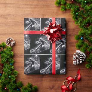 Downhill Skier With Light Trails Wrapping Paper
