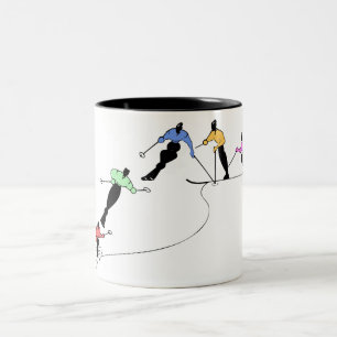 DOWNHILL SKIERS SNOW SPORT Two-Tone COFFEE MUG
