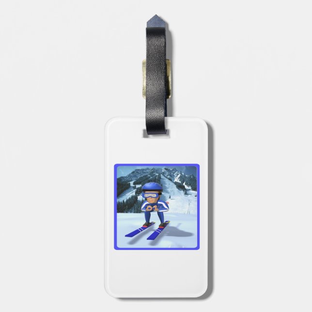 Downhill Skiing 2 Luggage Tag (Back Vertical)