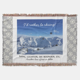 Downhill Skiing Custom Ski Photo Snowflake Cosy Throw Blanket