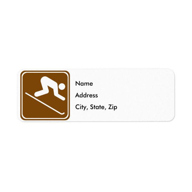 Downhill Skiing Facilities Highway Sign Return Address Label (Front)