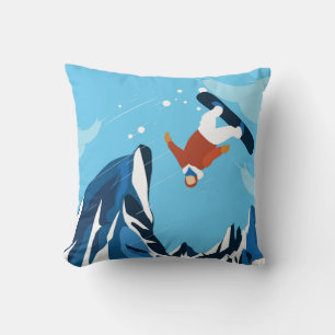 Downhill Skiing Fun in the Winter Cushion