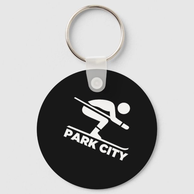 Downhill Skiing - Park City  Key Ring (Front)
