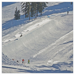 Downhill Skiing Winter Scene Fabric