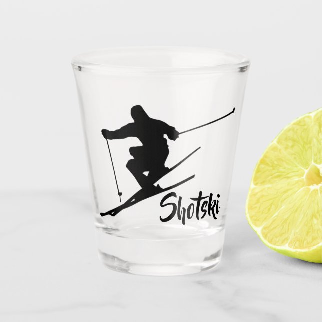 Downhill Skiing Your Text Shot Glass (Front)