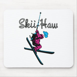 Downhill Snow Skiing Ski Haw Winter Sports Cowboy Mouse Pad