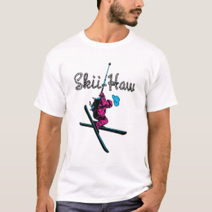 Downhill Snow Skiing Ski Haw Winter Sports Cowboy T-Shirt
