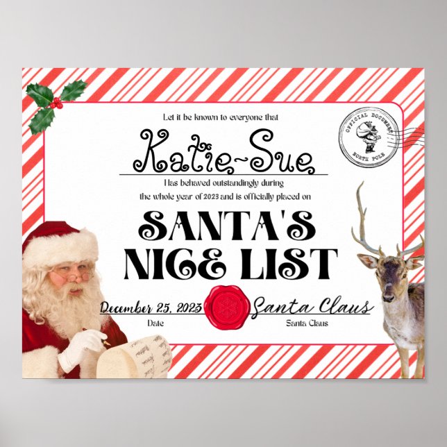 Download and Print Santa's Nice List Certificate (Front)