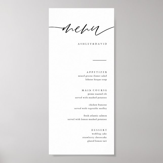 Download Calligraphy Elegant Wedding Menu Cards Poster (Front)